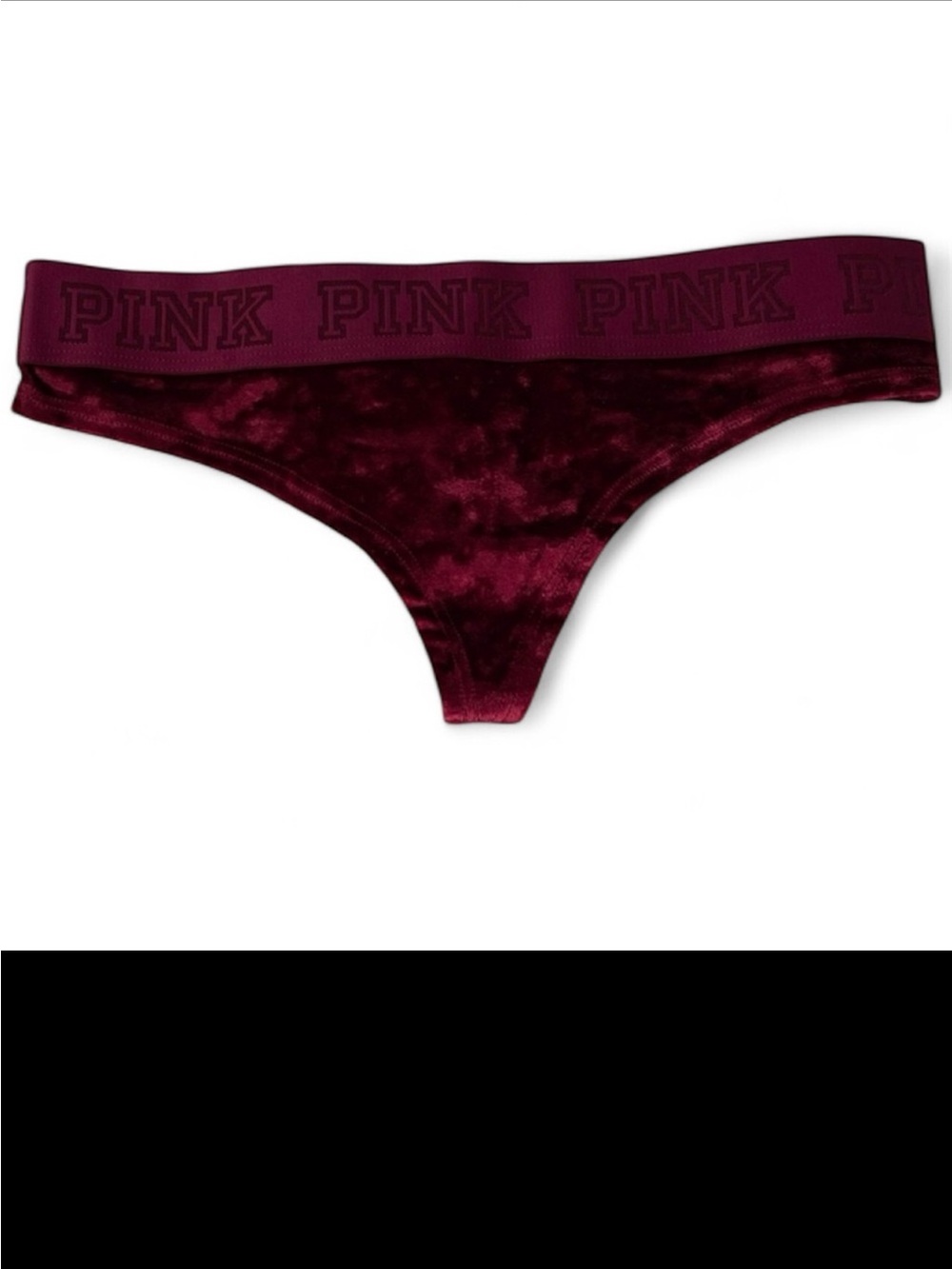Bundle of PINK Victoria’s Secret Velvet Thong - Burgundy, Forest Green, & Black